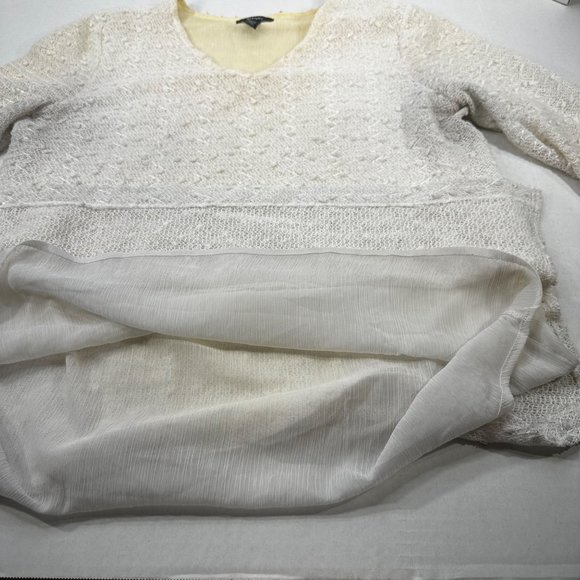 Alfani Womens Sz Large Top V Neck Lined Lace Outer Hi Lo Pullover White Preowned - Picture 5 of 14